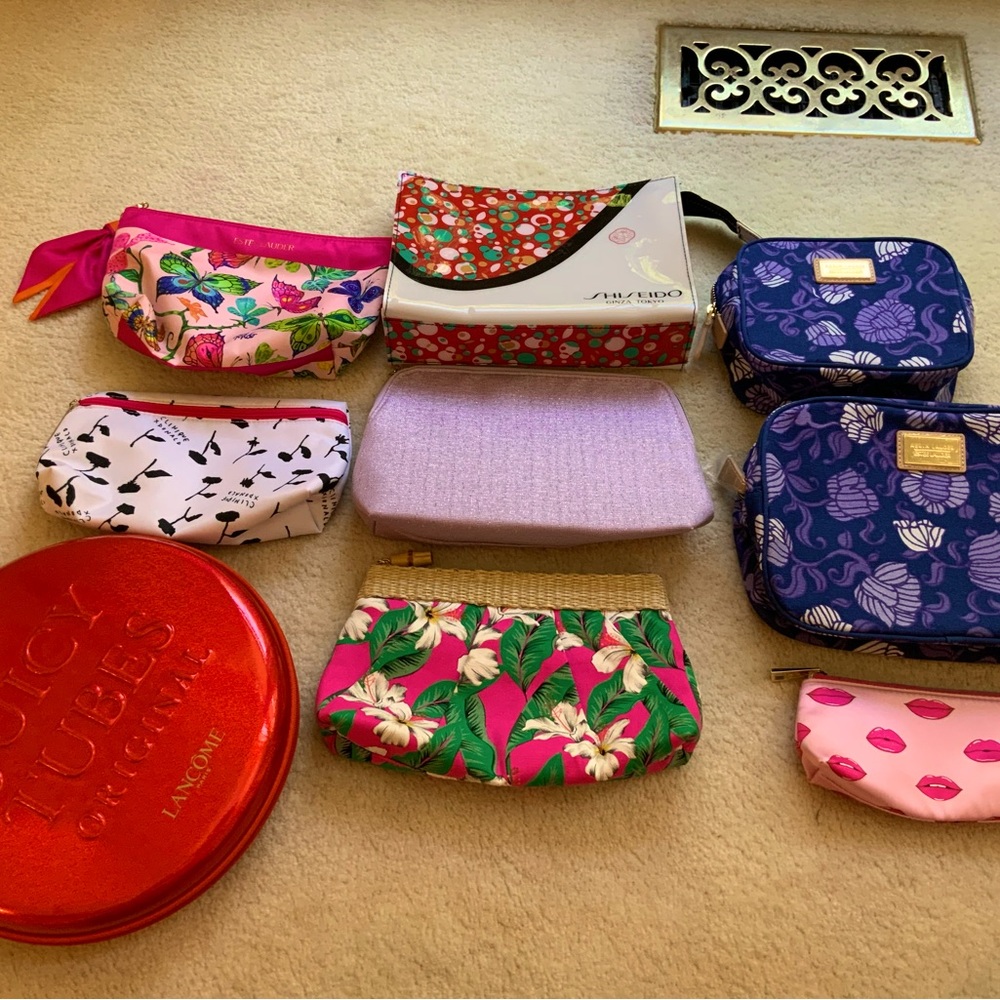 NICE LOT OF EMPTY DESIGNER MAKEUP AND COSMETIC BAGS POUCHES